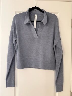 lululemon athletica Heather Gray Ribbed Knit Pullover